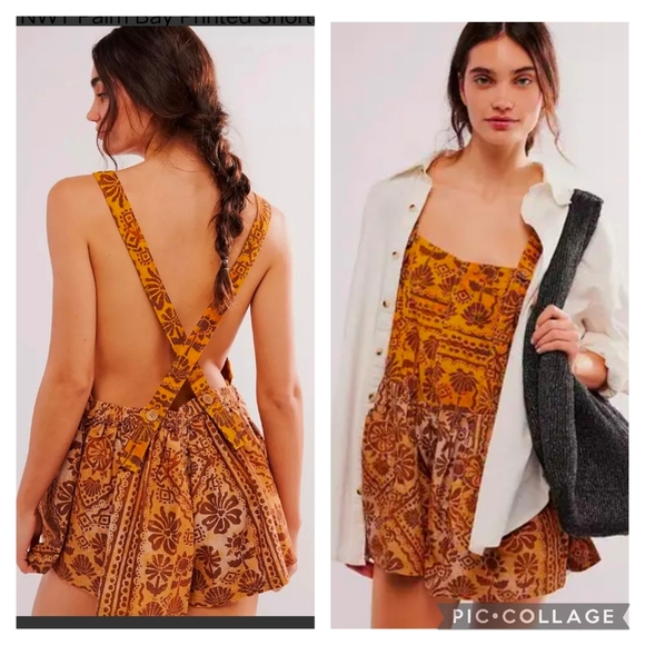 Free People Orange Brown Pleated Backless Sundress - Picture 5 of 5